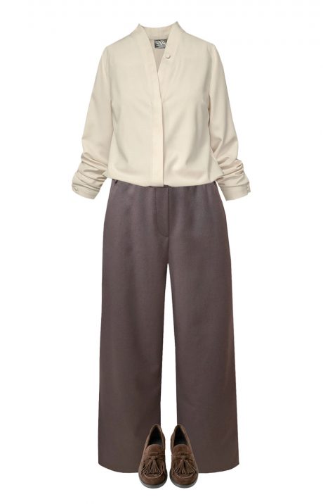 tiesios-kelnes-kakava-balta-palaidine-outfit